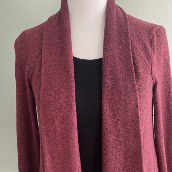 Anthropologie Saturday Sunday Soft Longline Open Front Cardigan Burgundy… - Picture 2 of 9